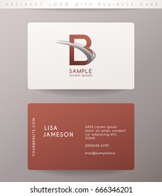 Creative Letter B Logo Design with Business Card Template : Vector Illustration