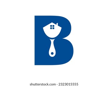 Creative letter B logo with dry wall knife for Home Service logo, Construction Logo vector template