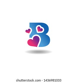 Creative Letter B Logo Icon Design with Hearts or Loves Symbol
