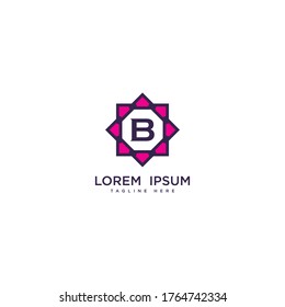 Creative letter B logo icon vector design. Luxury jewelry frame gem edge logotype. Print monogram initials stamp sign symbol.