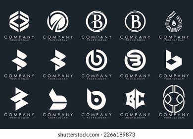 conjunto de iconos del logotipo de letra creativa B. diseño para negocios de lujo, elegante, sencillo.