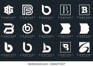 conjunto de iconos del logotipo de letra creativa B. diseño para negocios de lujo, elegante, sencillo.