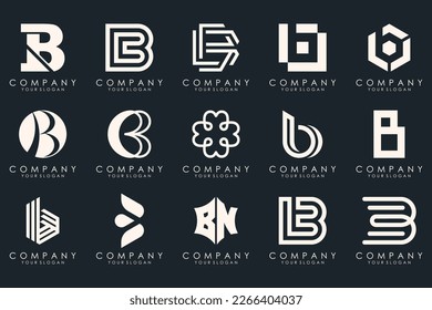 conjunto de iconos del logotipo de letra creativa B. diseño para negocios de lujo, elegante, sencillo.