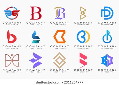 conjunto de iconos del logotipo de letra creativa B. diseño para negocios de lujo, elegante, sencillo.