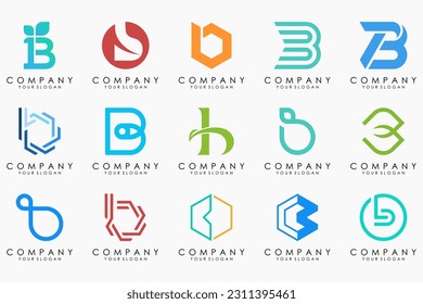 conjunto de iconos del logotipo de letra creativa B. diseño para negocios de lujo, elegante, sencillo.