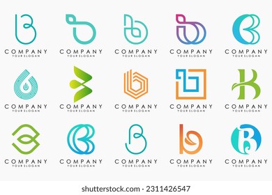 conjunto de iconos del logotipo de letra creativa B. diseño para negocios de lujo, elegante, sencillo.