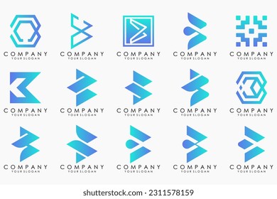 conjunto de iconos del logotipo de letra creativa B. diseño para negocios de lujo, elegante, sencillo.