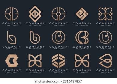 conjunto de iconos del logotipo de letra creativa B. diseño para negocios de lujo, elegante, sencillo.