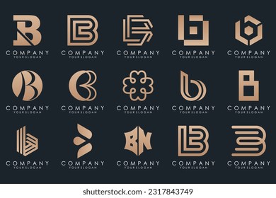 conjunto de iconos del logotipo de letra creativa B. diseño para negocios de lujo, elegante, sencillo.