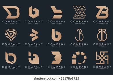 conjunto de iconos del logotipo de letra creativa B. diseño para negocios de lujo, elegante, sencillo.