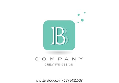 Icono creativo del logotipo B diseño de ilustración vectorial. Plantilla para empresa o negocio con puntos cuadrados y color pastel verde