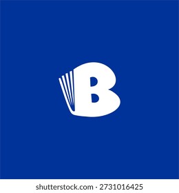 Logotipo de la letra B creativa integrado con un icono de libro abierto. Diseño de Vector profesional limpio para App educativos, Bibliotecas digitales y plataformas de aprendizaje en línea.