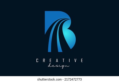 Logotipo de letra creativa B con líneas principales y diseño de concepto de carreteras. Letra B con diseño geométrico. Ilustración vectorial con letras y líneas y cortes creativos.