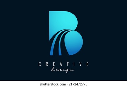 Creative letter B logo with leading lines and road concept design. Letter B with geometric design. Vector Illustration with letter and creative cuts and lines.