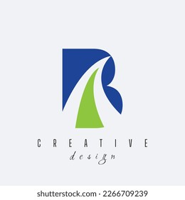 Creative letter B logo with leading lines and road concept design with geometric design. Vector Illustration with letter and creative cuts and lines