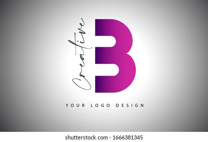 Logotipo de carta creativa B con degradado púrpura y corte de carta creativa. Ilustración del vector de iconos.