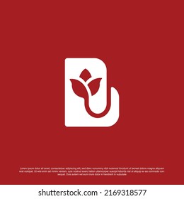 creative letter B logo with rose design vector