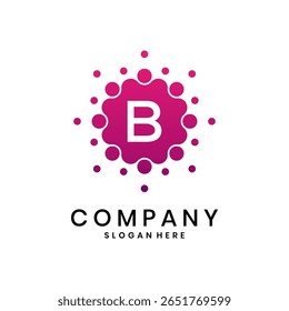 Logotipo da letra B criativa com design de ponto redondo, símbolo moderno da empresa abstrata