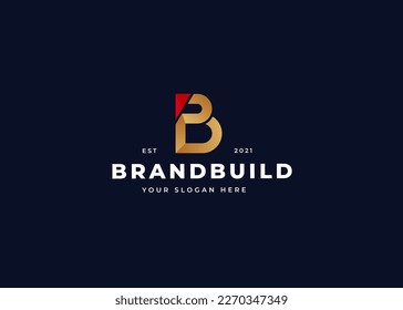 Letra creativa B concepto de diseño de logotipo dorado de lujo. Símbolo inicial para la identidad empresarial. Elemento vector alfabético