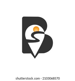 Creative letter B outdoor traveling logo design concept. Design logo combine letter B and GPS location