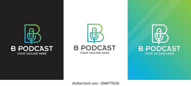 creative Letter B podcast logo in different background