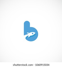 Creative letter b with rocket logo designs