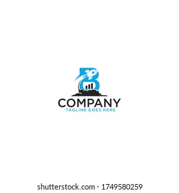Letra creativa b con diseños de logotipo de cohete