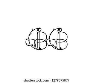 creative letter BB rounded shape monogram flourishes ornament logotype