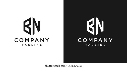 Creative Letter BN Monogram Logo Design Icon Template White and Black Background