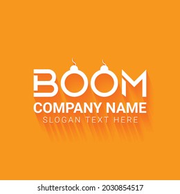 plantilla de diseño de logotipo BOOM de carta creativa , logotipo inicial, logotipo minimalista, diseño de logotipo plano