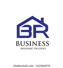 creative letter BR as house logo vector