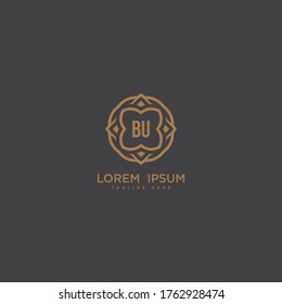 Diseño vectorial de icono del logotipo BU de letra creativa. Logotipo de borde de joyería de lujo. Imprimir el símbolo de señal de marca de las iniciales del monograma.