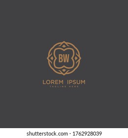 Creative letter BW logo icon vector design. Luxury jewelry frame gem edge logotype. Print monogram initials stamp sign symbol.