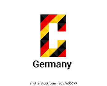 Creative Letter C with 3d germany colors concept. Good for print, t-shirt design, logo, etc. Vector illustration.