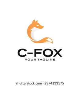 Creative letter C with fox logo design template