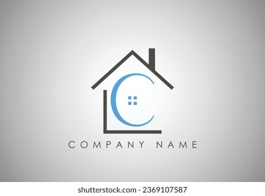 Creative letter C home logo design template.
