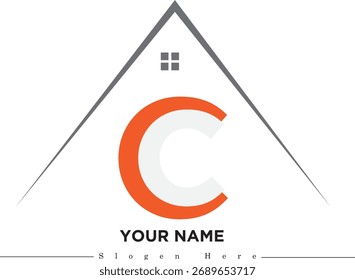 Creative Letter C House Logo Diseño de Vector - Bienes Raíces, Propiedad y Construcción Empresa Marca inicial