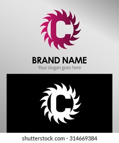 Creative letter C icon. Sun logo concept

