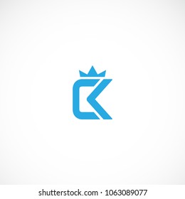 Creative letter C and K with crown logo designs