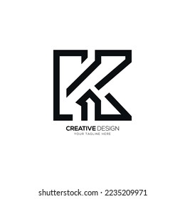 Creative letter C K line art logo