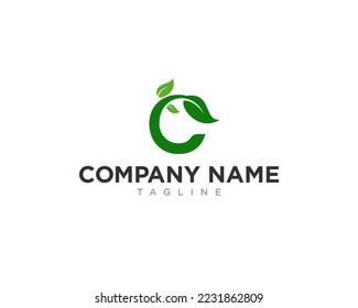 Creative Letter C + Leaf Ecology Logo Design Concept Vector Graphic EPS 