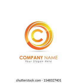 Creative letter C logo with circle element