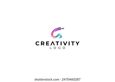 Creative letter C logo with colorful paint splashes