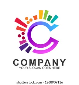 creative letter C logo design, colorful letter C logo