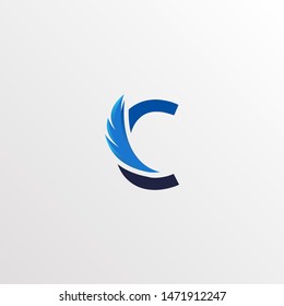 Creative Letter C Logo Design with Feather Graphic