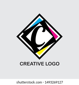 creative letter C logo design, colorful letter C logo. cmyk color