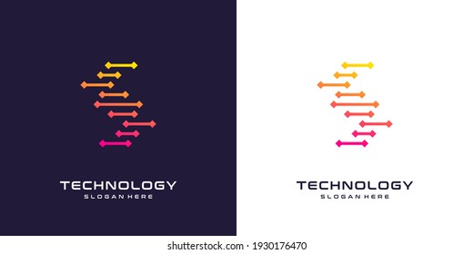 Creative Letter C logo design with technology icon