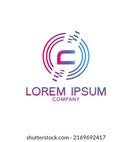 Diseño del logotipo de la letra creativa C con símbolo de punto o punto