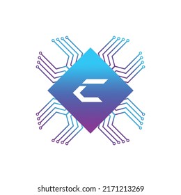 Creative Letter C logo design with point or dot symbol