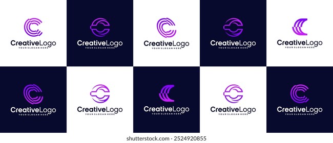 Creative letter C logo design template. Modern gradient color logotype.